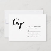 Minimale Initialen | Moderne elegante chique bruil RSVP Kaartje (Voorkant)