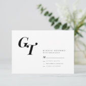 Minimale Initialen | Moderne elegante chique bruil RSVP Kaartje (Staand voorkant)