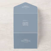 Minimale Initialen QR-code Stusty Blue Wedding All In One Uitnodiging (Buitenkant)