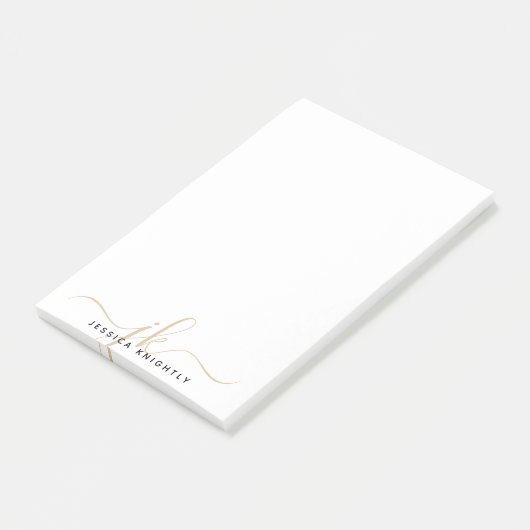 Minimale Initialen voor modern Chic Gold Script Mo Post-it® Notes (Schuin)