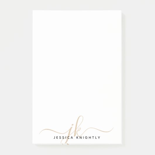 Minimale Initialen voor modern Chic Gold Script Mo Post-it® Notes (Voorkant)
