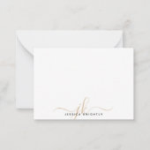 Minimale Initialen voor modern Chic Script Gold Mo Notitiekaartje (Voorkant)