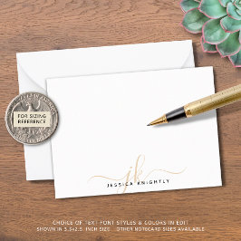 Minimale Initialen voor modern Chic Script Gold Mo Notitiekaartje