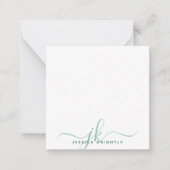 Minimale Initialen voor modern groen script Notitiekaartje (Voorkant)