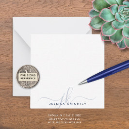 Minimale Initialen voor moderne marineblauw-Script Notitiekaartje