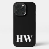 Minimale initialen voor monogram eenvoudig zwart iPhone hoesje (Achterkant)