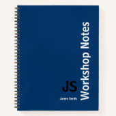 Minimale Initialen Zwart Blauw Wit Werkplaats Notitieboek (Voorkant)