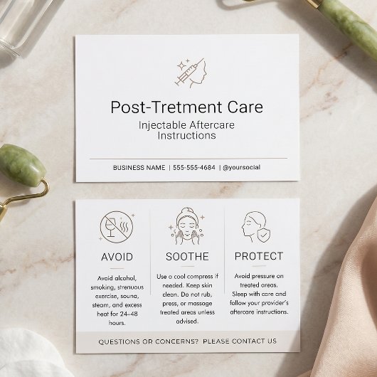 Minimale injecteerbare nazorginstructies voor Med Visitekaartje