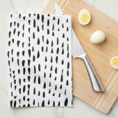 Minimale inktachtige stippen dashes zwart wit theedoek (Quarter Fold)