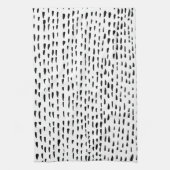 Minimale inktachtige stippen dashes zwart wit theedoek (Verticaal)