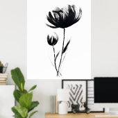 Minimale inktverdieping Waterverf Floral Flowers B Poster (Thuiskantoor)