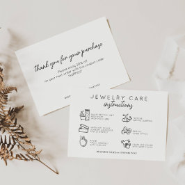 Minimale instructies voor juwelen die zaken verdie informatiekaartje