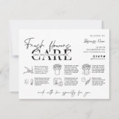 Minimale instructies voor zwart-witbloemen bedankkaart (Voorkant)