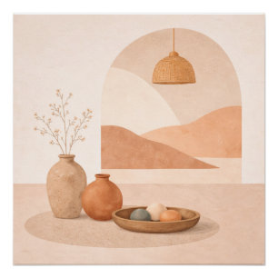 Minimale interieur stilleven een Japandi abstract Perfect Poster