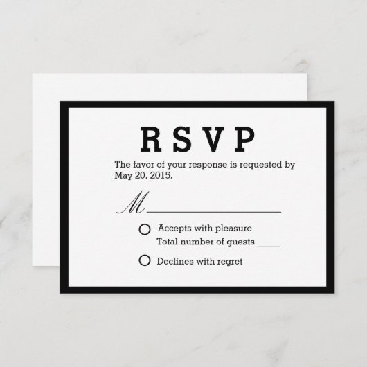 Minimale interventie van Elegant Wedding RSVP (Voorkant / Achterkant)