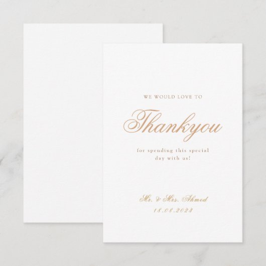 Minimale islamitische gouden bruiloft bedankkaart (Voorkant / Achterkant)