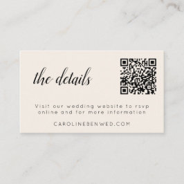 Minimale Ivoor Cream Wedding Website RSVP QR Code Informatiekaartje