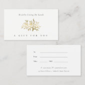 Minimale Ivory Gold Foil Seaweed Cadeaubon Visitekaartje (Voorkant / Achterkant)