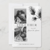 Minimale Japandi Monochrome 2-kerstfoto Feestdagenkaart (Voorkant)