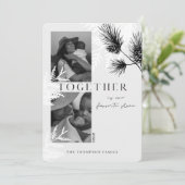 Minimale Japandi Monochrome 2-kerstfoto Feestdagenkaart (Staand voorkant)
