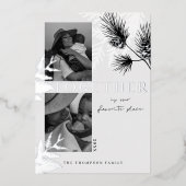 Minimale Japandi Monochrome 2-kerstfoto Folie Feestdagenkaart (Voorkant)