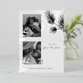 Minimale Japandi Monochrome 2-kerstfoto Folie Feestdagenkaart (Staand Voorkant)