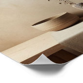 Minimale Japanse scène met zachte bloemen en klei Poster (Hoek)