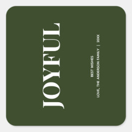 Minimale JOYFUL | Bosgroene Feestdagen Vierkante Sticker