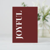 Minimale JOYFUL | Diep Rode Kerstgroet Kaart (Staand voorkant)