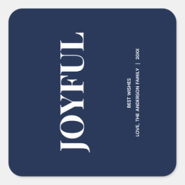 Minimale JOYFUL | Marineblauwe Feestdagen Vierkante Sticker