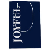 Minimale JOYFUL | Marineblauwe Kerst Medium Cadeauzakje (Voorkant)
