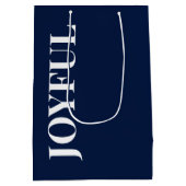Minimale JOYFUL | Marineblauwe Kerst Medium Cadeauzakje (Achterkant)
