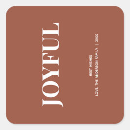 Minimale JOYFUL | Terracotta Kerst Vierkante Sticker