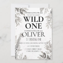 Minimale Jungle Wild One 1e Verjaardag Groene Tint