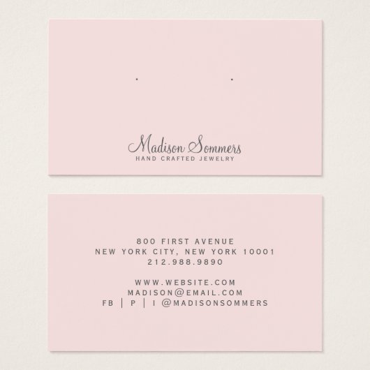 Minimale juwelen Kaarten Blush Pink Visitekaartje (Voorkant /achterkant)