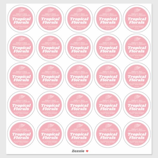 Minimale kaars bloemenroze label blad 25 (Vel)