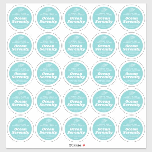 Minimale kaars oceaan aqua blauw label blad 25 (Vel)