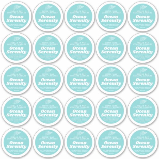 Minimale kaars oceaan aqua blauw label blad 25 (Voorkant)