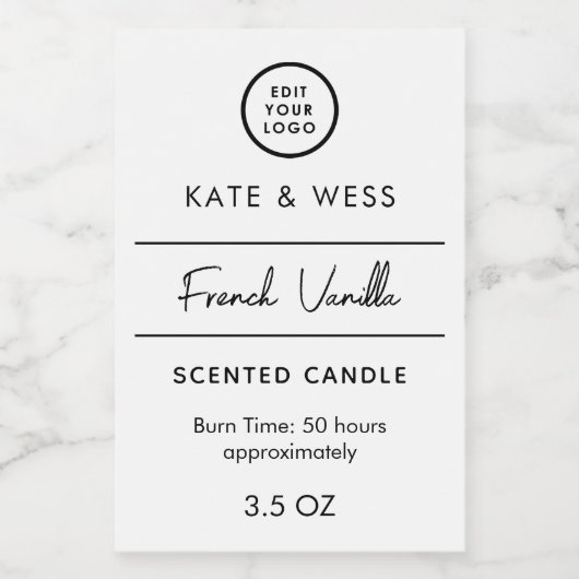 Minimale Kaars Sticker Witte Label (Enkel label)