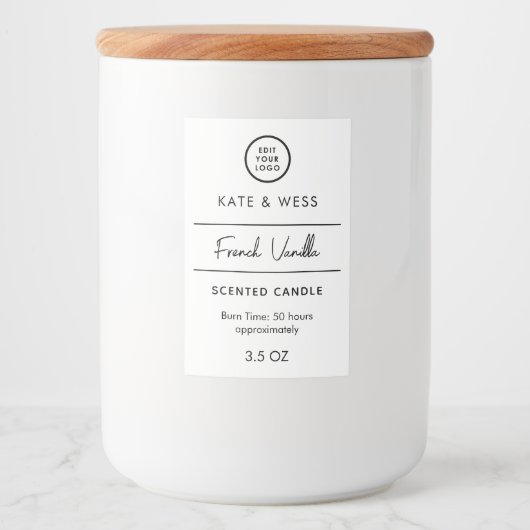 Minimale Kaars Sticker Witte Label (Voorkant)