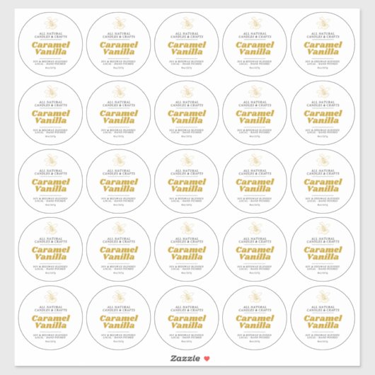 Minimale kaars vanille bruin goud label blad 25 (Vel)