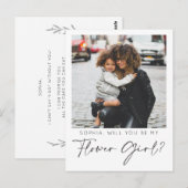 Minimale Kaart Bloemenmeisje-voorstel met foto (Voorkant / Achterkant)