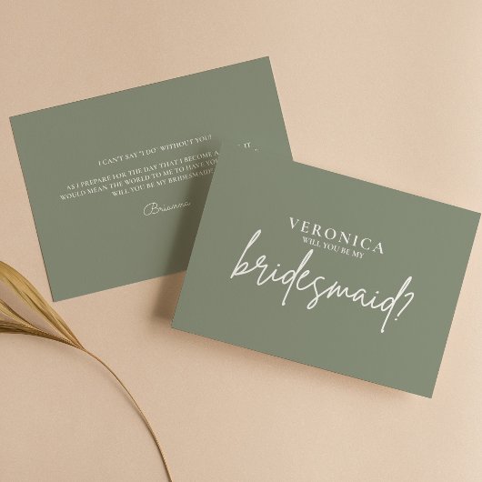 Minimale Kaart Boho Sage Green Bridesmaid-voorstel