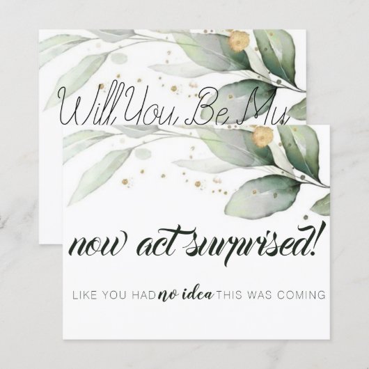 Minimale Kaart Eucalyptus Bridesmaid-voorstel (Voorkant / Achterkant)