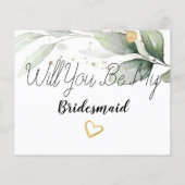 Minimale Kaart Eucalyptus Bridesmaid-voorstel (Achterkant)