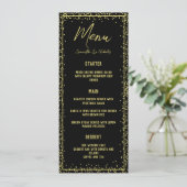 Minimale Kaart in het menu Zwart en Gold Wedding (Staand voorkant)