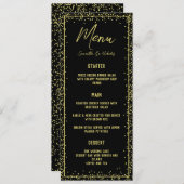 Minimale Kaart in het menu Zwart en Gold Wedding (Voorkant / Achterkant)