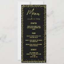 Minimale Kaart in het menu Zwart en Gold Wedding