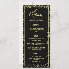 Minimale Kaart in het menu Zwart en Gold Wedding
