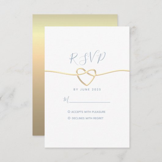 Minimale Kaart met een blauwe bruiloft RSVP (Voorkant / Achterkant)